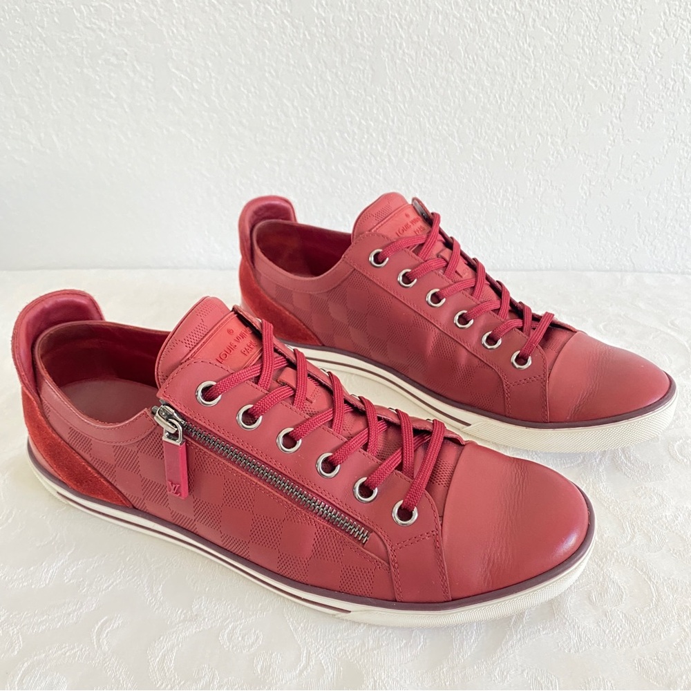Louis Vuitton damier ebene burgundy sneakers